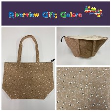 Large Tote Bag With Zip - Bees on Taupe Large Tote Bag With Zip - Bees on Taupe